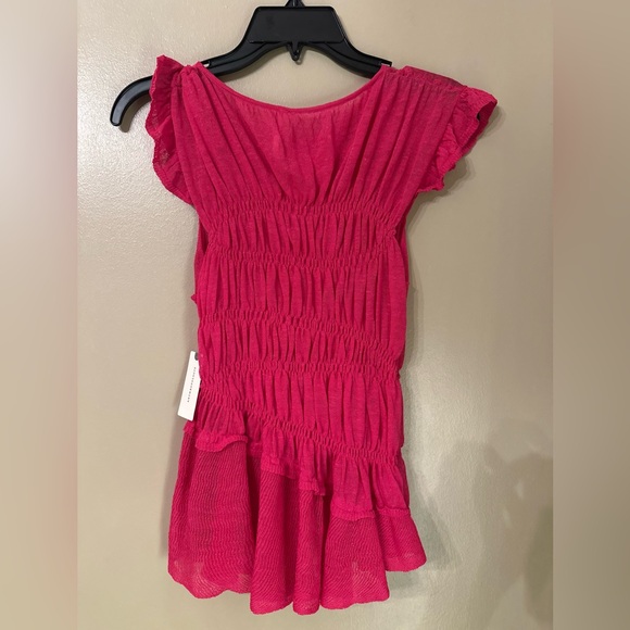 NWT Anthropologie Sheer Smocked Ruffled Asymmetrical Sweater Tank - Size Small - Picture 5 of 6